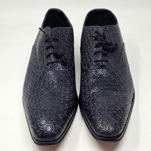 Gianni Fioretti Men\'s Navy Blue Leather Shoes Made In Italy Size 44 Pre-owned